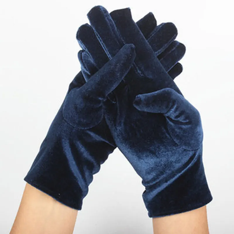 Autumn Winter Warm Velvet Gloves Solid Color Driving Goves Fashion Etiquette Mittens Quality Elastic Outdoor Goves Velvet Gloves