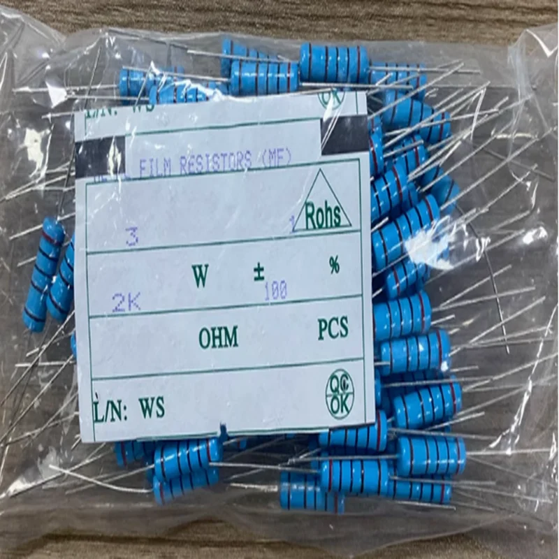 10pcs-100pcs 3W metal film resistor, 1% five-color ring precision resistor, 2.4R, ohm 2.7R, 3R, 3.3R, 3.6R, 3.9R