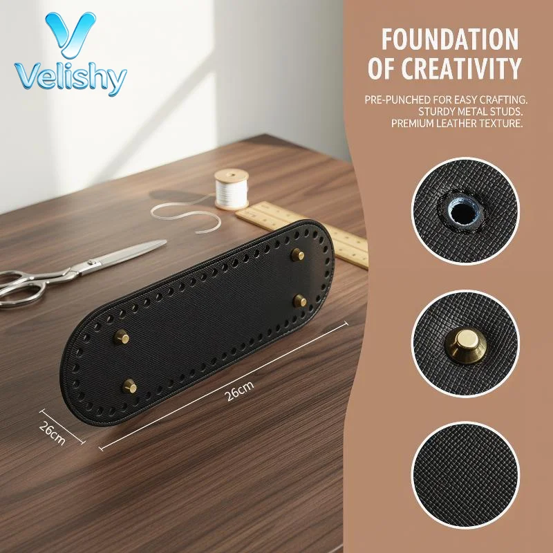 Oval Bottom Long PU Leather Bags Bottom For Handmade Knitting Crochet Bag Base Home Decoration Accessories