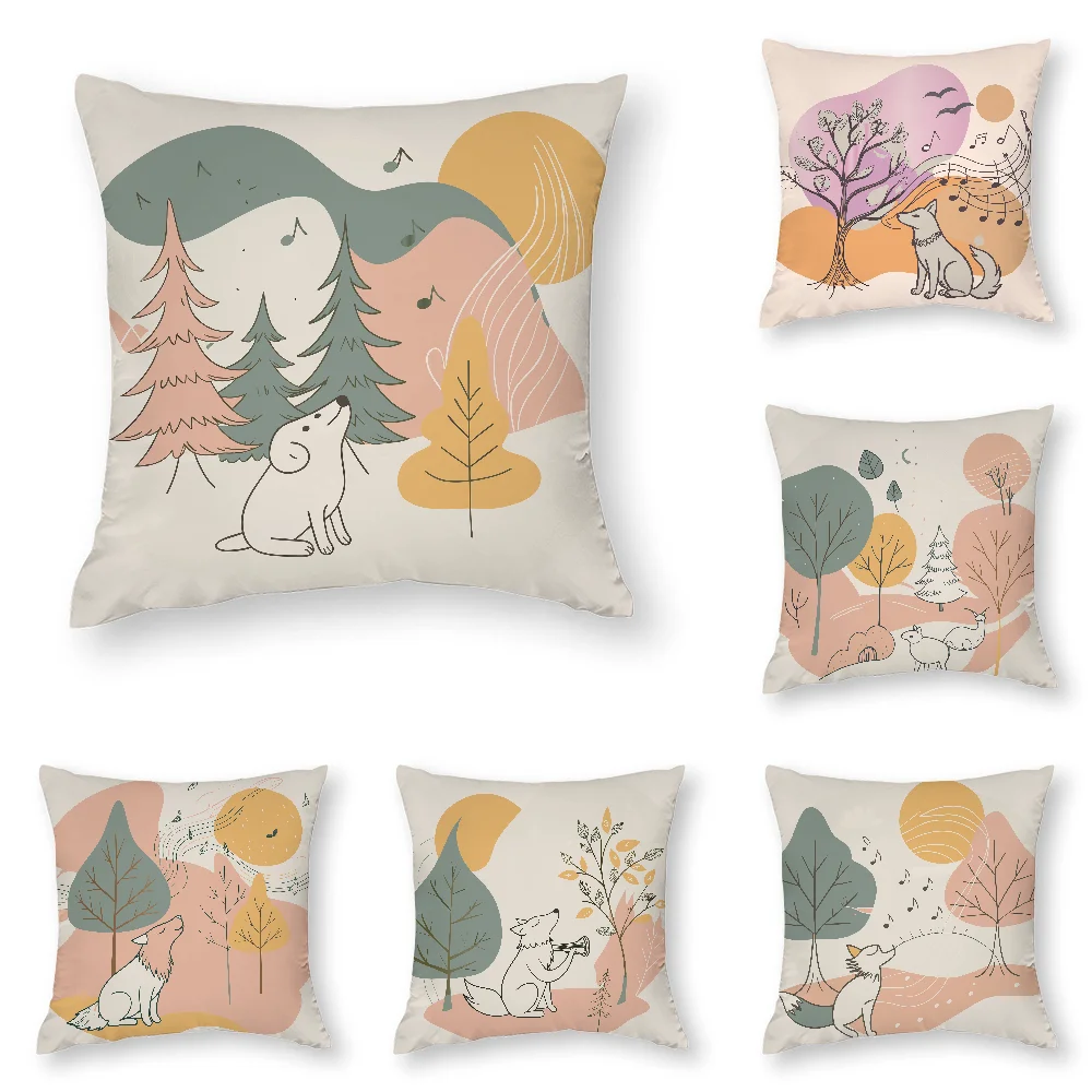 

Cartoon Dog and Fox Pillow Case 3D Print Polyester Fiber 45*45 cm Home Sofa Throw Pillow Cover Decoration Festival Gift