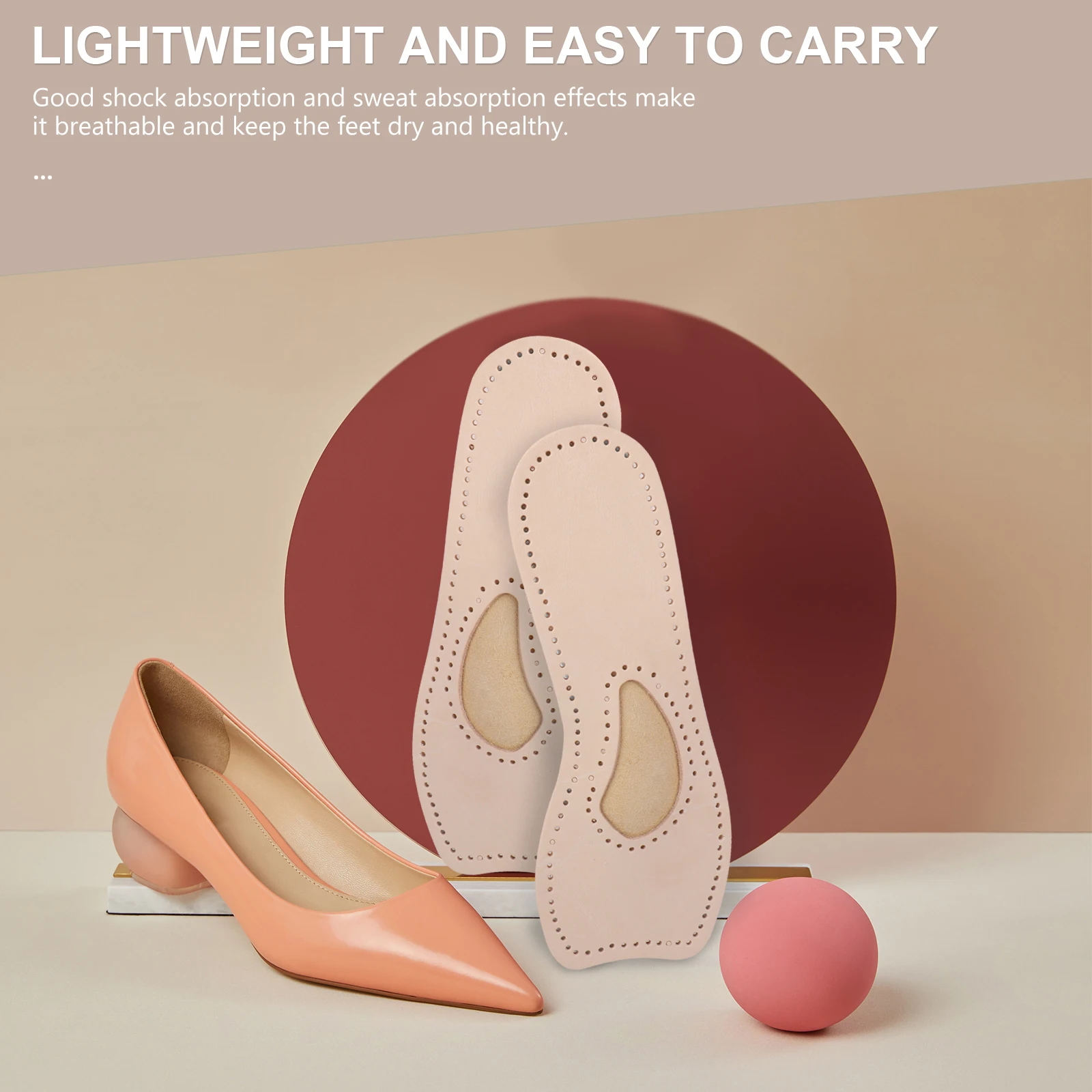 

Anti-slip Insoles for Heels Premium Cowhide Women Shoe Pads Cushion Inserts Foot Care Tools Lightweight Portable