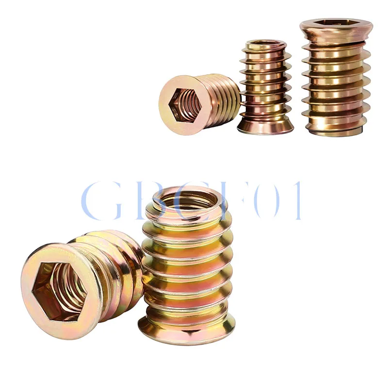 M4 M6-M10 Zinc Alloy Internal External Thread Nuts Flange Hex Drive Furniture Nuts Embedment Nut for Furniture Assembly Hardware