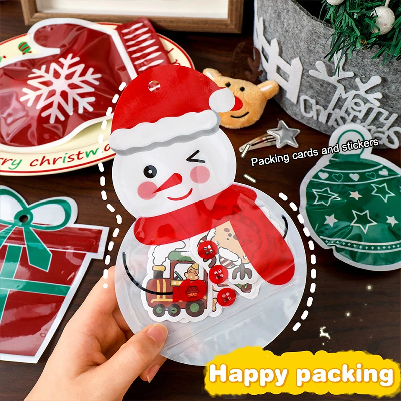 10Pcs Christmas Ziplock Bag Snack Candy Self Sealing Bag Merry X-mas Gifts