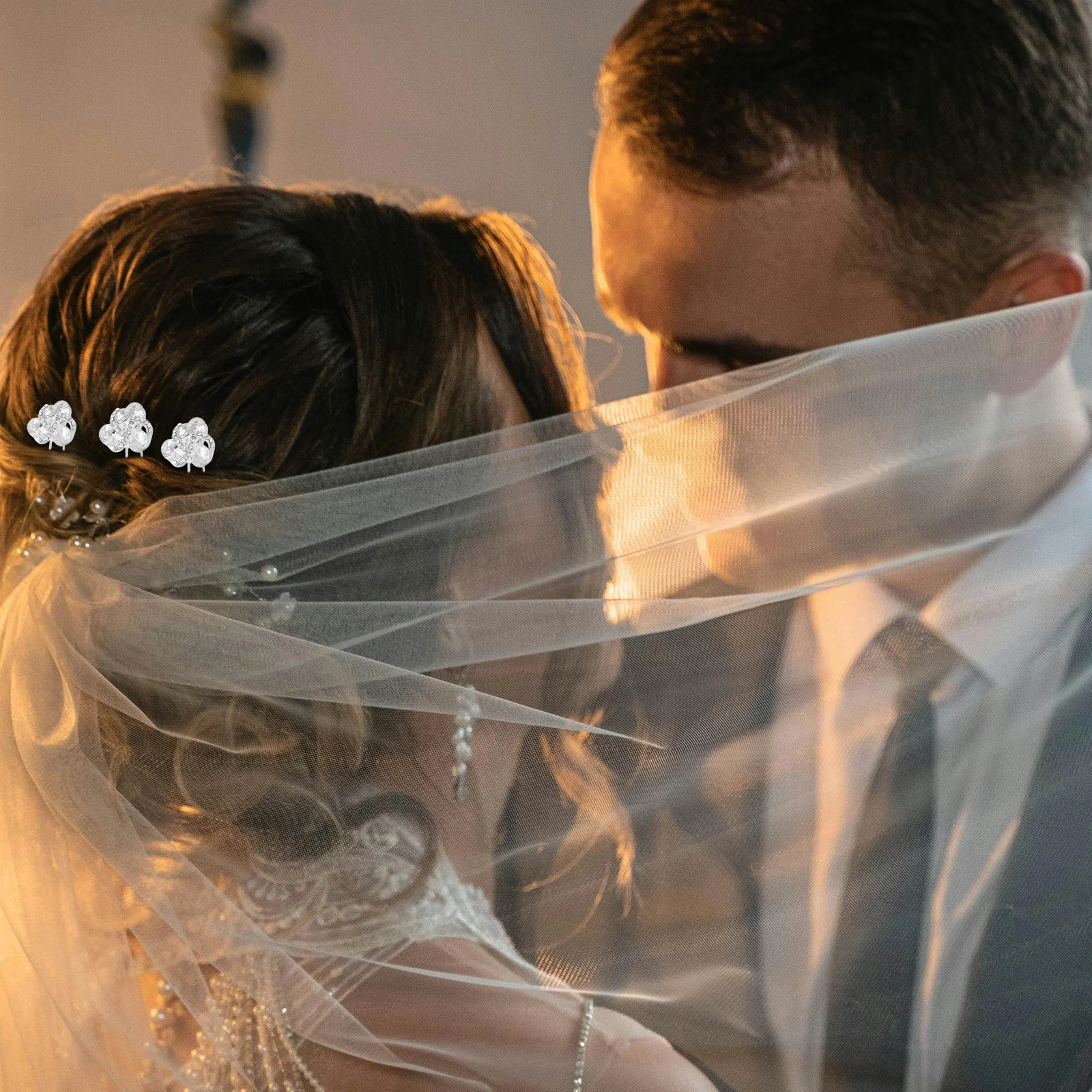 

6pcs Flower Hairpin Alloy Rhinestone Bride Hair Ornament For Wedding Party Evening Dance Celebrations Honeymoon