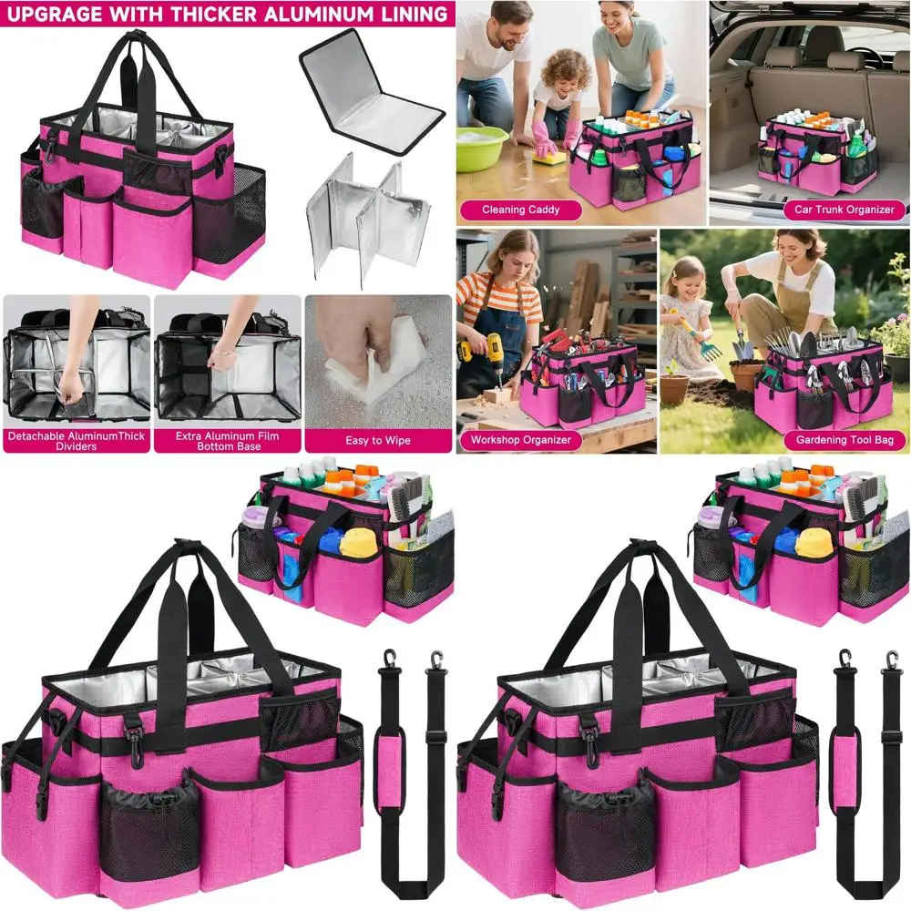 

Portable Housekeeping Cart, Pink, with Detachable Cushion and Handle for Efficient Cleaning