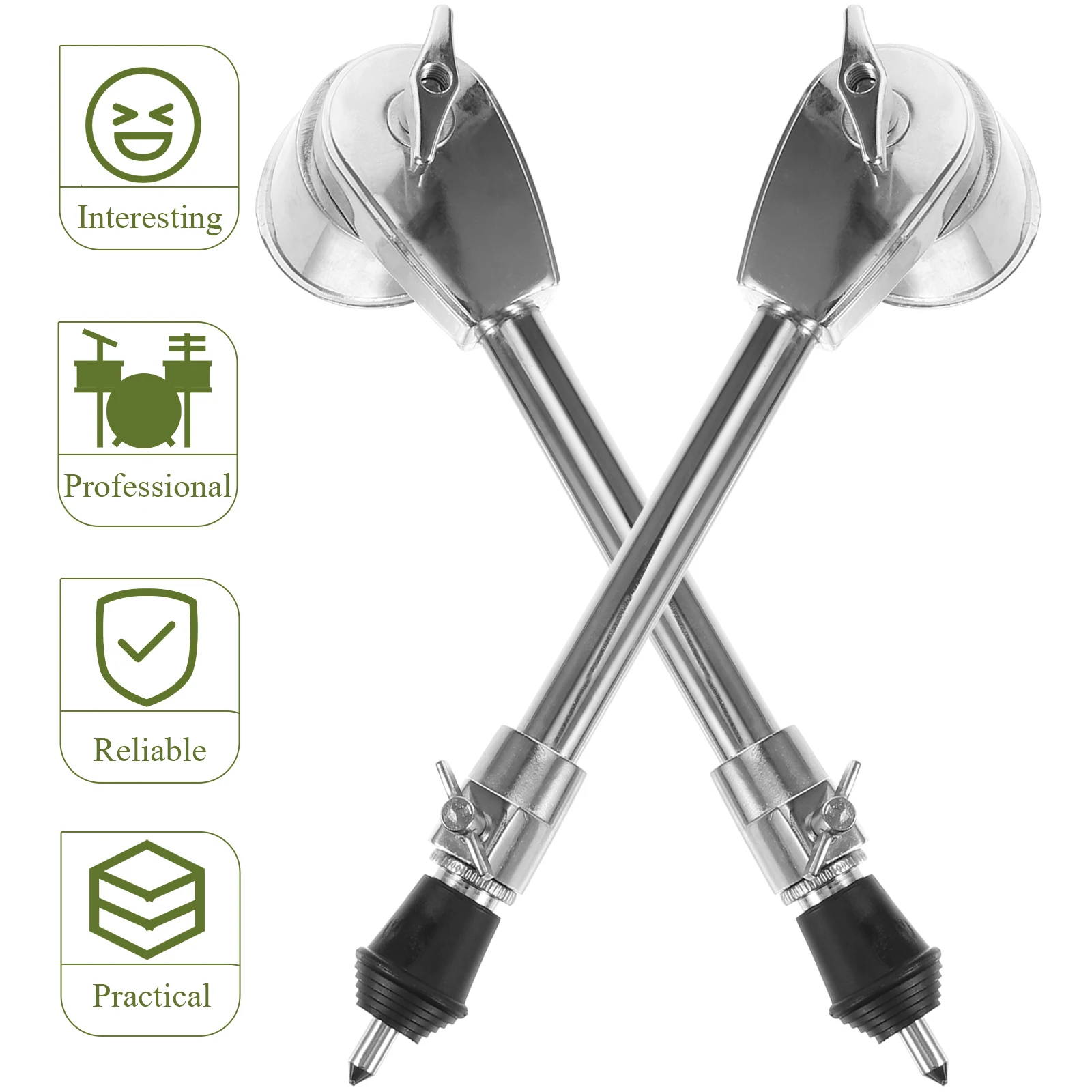 

2Pcs Drum Leg Replacement Parts Non-Slip Metal Drum Accessories Bottom Support Stand Silver Durable Practical Bass Drums Legs