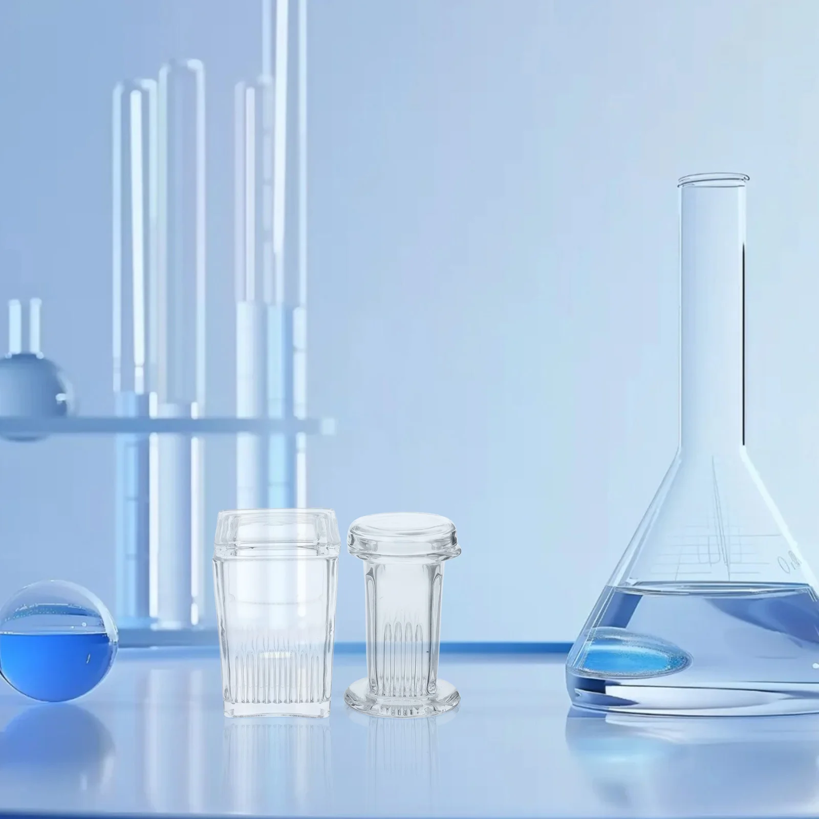 

2 Pcs Clear Slide Staining Experiments Container Glass Can with Microscope