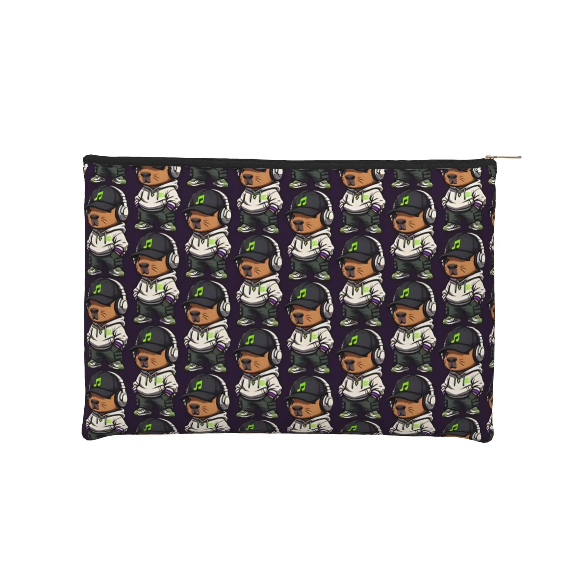 Capybara Foldable Cute Capybara Hip Hop Music Vibes Makeup Bag Toiletry Bag with Zipper Travel Cosmetic Pouch