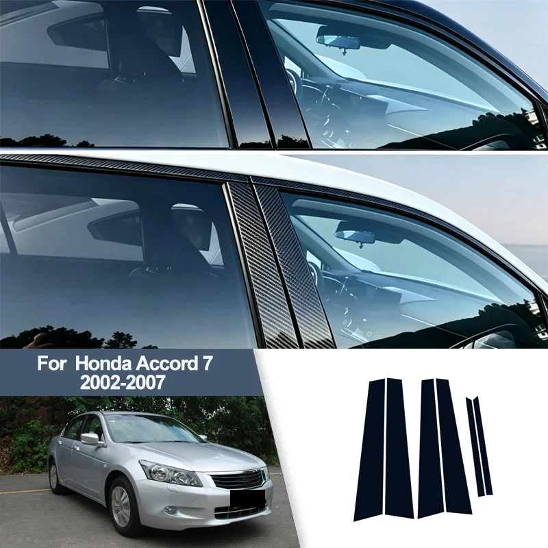 For Honda Accord 7 2002-2007 B/C Pillar Post Stickers PC Window Middle Pillar Trim Decorative Car Exterior Protect Parts