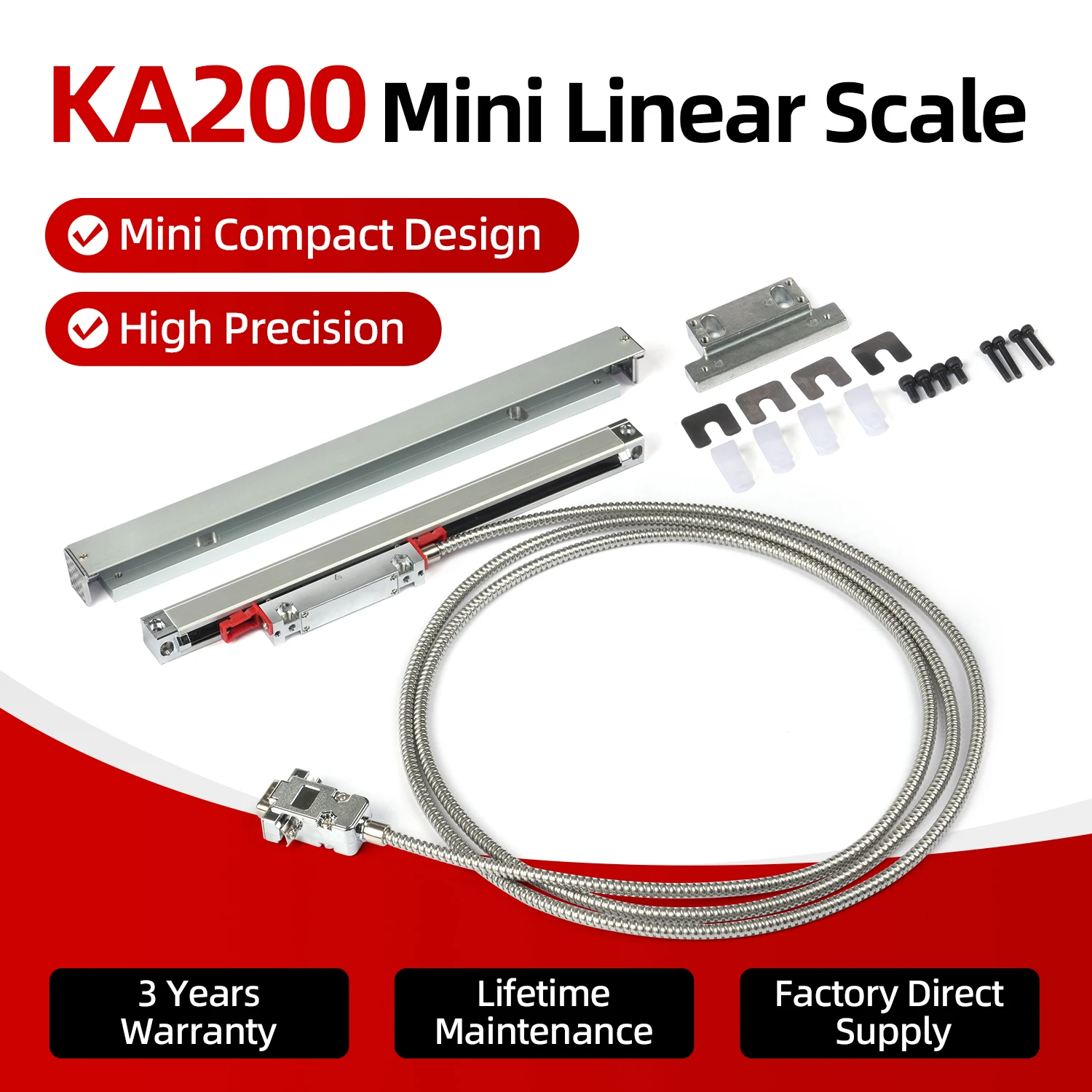 Professional Linear Grating KA 200 Mini Type 30 360mm Length Small Installation Space CNC Machine Tool Digital Scale Meter