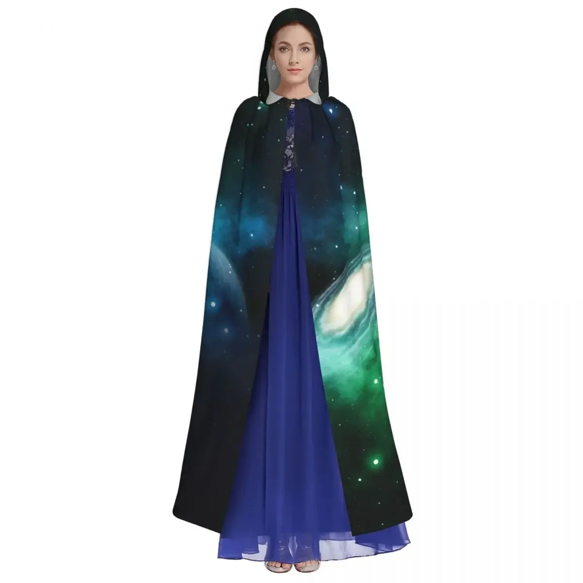 Space Planets Nebula Hooded  Polyester Unisex Witch Cape Costume Accessory