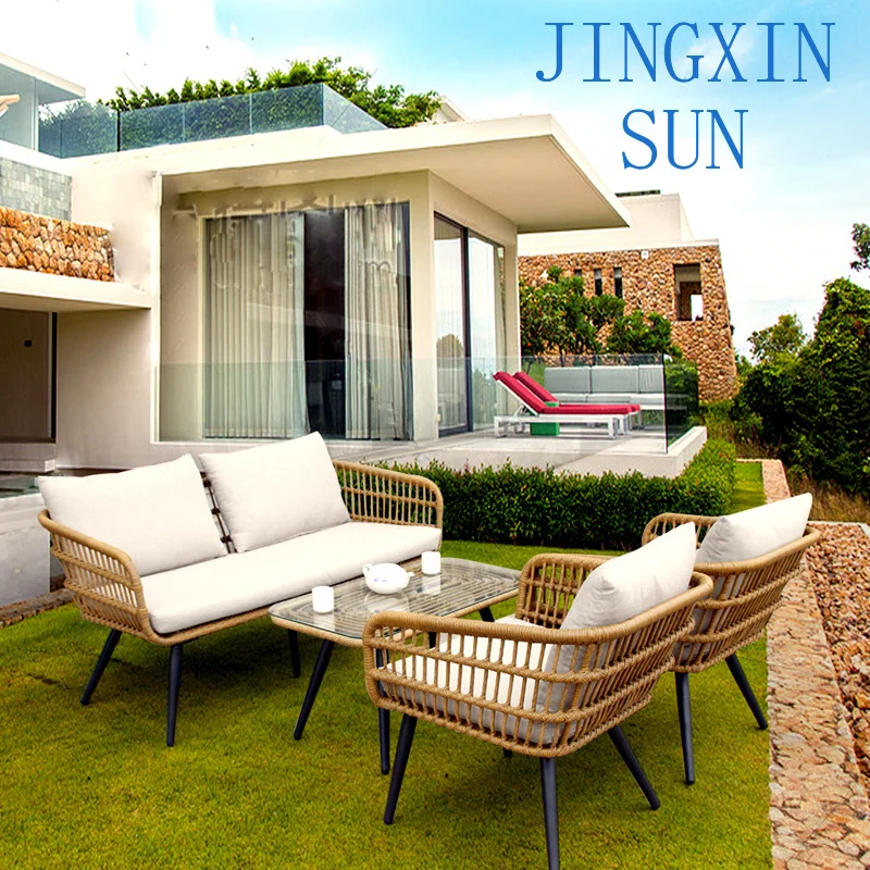 Rattan sofa chair balcony sales department Nordic courtyard outdoor waterproof leisure furniture