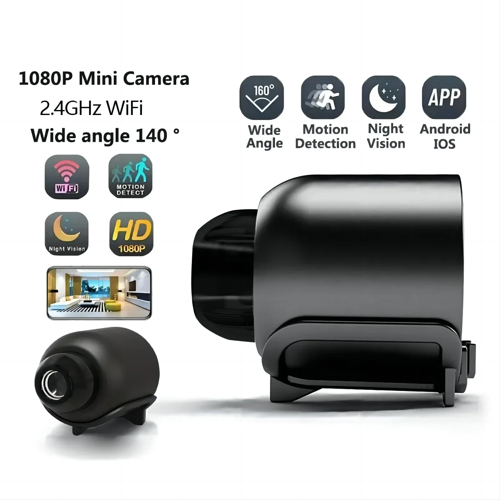 Mini Wifi-bewakingscamera Draadloze videorecorder Spraakrecorder Beveiliging Smart Home Wifi-beveiliging De camera