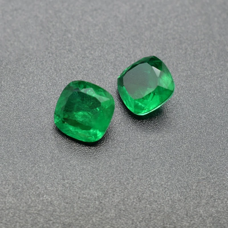 Synthetic Colombian Emeralds Loose Gemstone Cushion Cut With Inclusions & Abrasions Natural Various Sizes For Jewellery Making