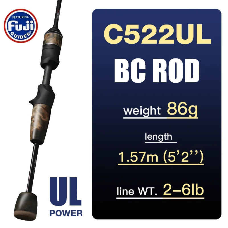 Seasir Stream Ultralight Lure Fihsing Rods Carbon Massivholzgriff Fuji A+O 40T Carbon Cloth Lure Weight 1-10g Angelrute 7