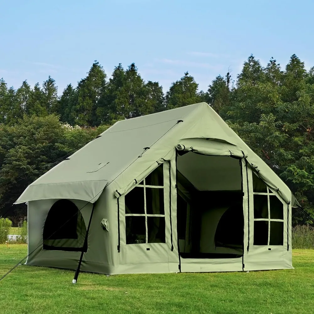 Opblaasbare Tent Voor Kamperen 2/4/6 Mensen Groot Opblazen Luchttentententenhuis, Geen Assemblage Nodig Luxe Tent,10X 7.2ft Waterdicht Oxford