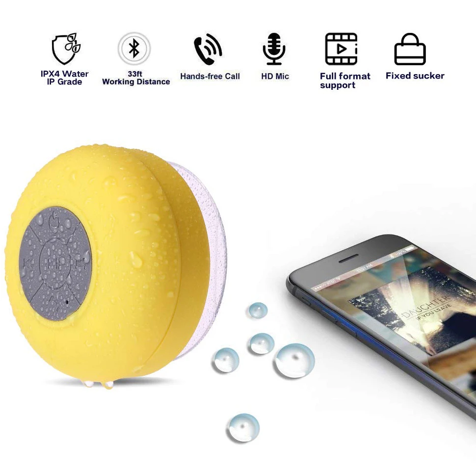 BTS-06 Sans Fil Portable Étanche Mini Bluetooth Haut-Parleur Musique Son Eau Voiture HautréusDegré HOShower Bar