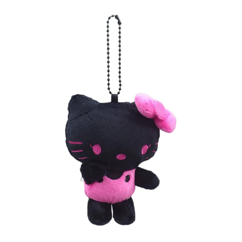 Sanrio Black Skin Hello Kitty Plush Toys Kawaii Cartoon Backpack Decoration Keychain Decoration Doll Girl Birthday Creative Gift