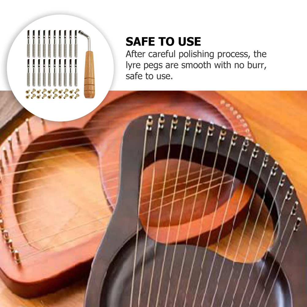 

Lyre Harp Part Tuning Pegs Set Slack Adjuster Tools Professional String Peg Replacement Fixing for Harp Musical Instrument