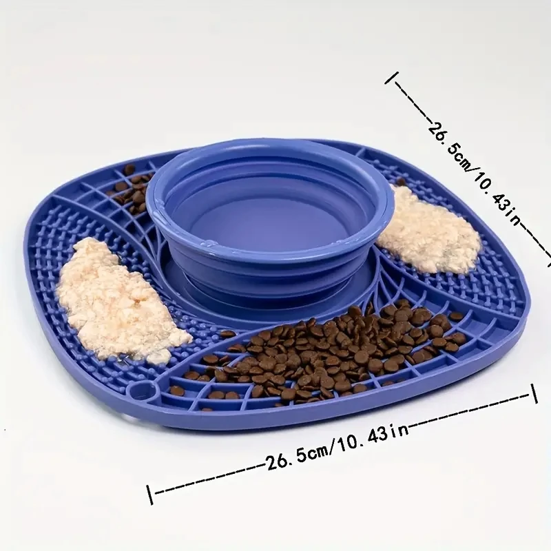 Ciotola per mangiatoia lenta per gatti tappetino multifunzionale per cani in gomma morbida tappetino per leccare il gatto Anti-soffocamento con ciotola pieghevole per cibo e acqua