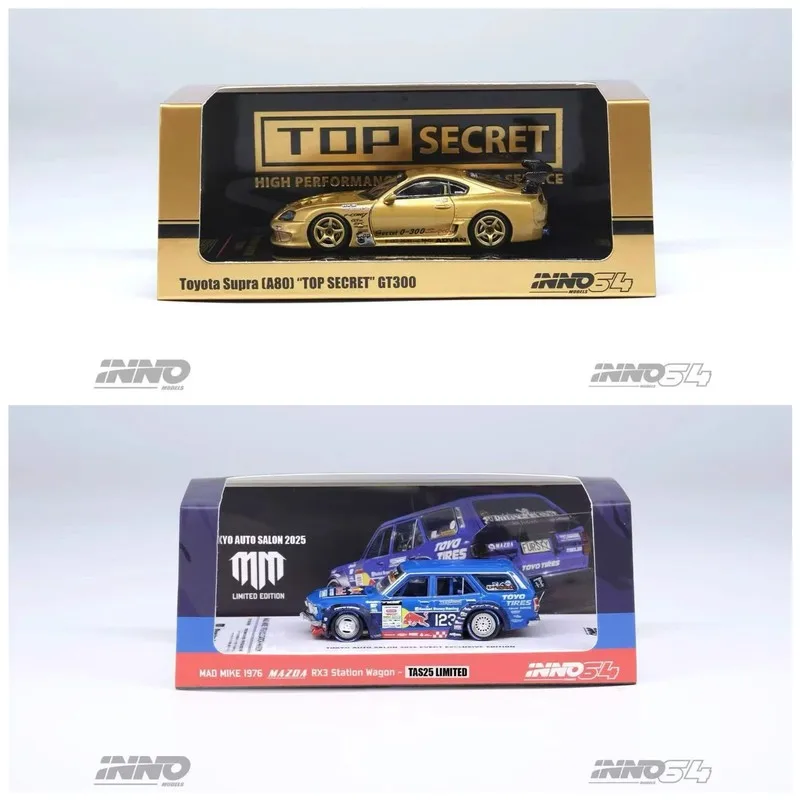 Nouveau en Stock 2025 Tokyo Motor Show Inno 1:64 Toyota Supra A80 Mazda Rx3 voiture édition limitée alliage Miniature moulé sous pression jouets personnalisés
