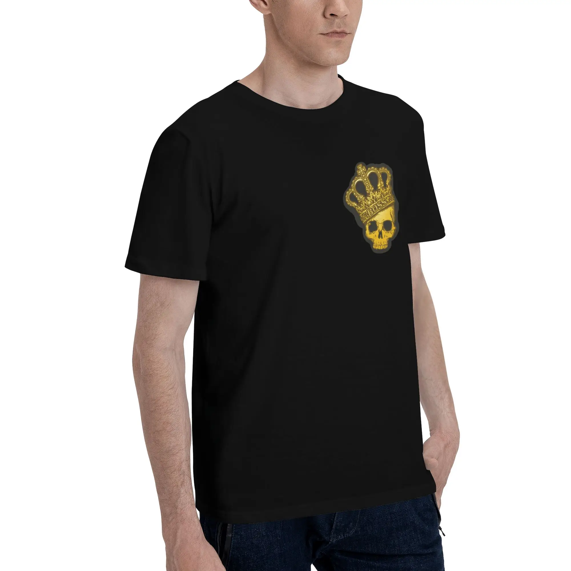 Crown Foil Men T Shirts cs go Leisure Tee Shirt Short Sleeve Crewneck Pure Cotton Summer Tops T-Shirt