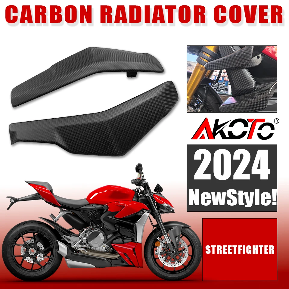 

Motorcycles CARBON FIBER RADIATOR END COVERS FOR DUCATI STREETFIGHTER V2 IN MATT PLAIN WEAVE 2022 2023 2024 PARTS