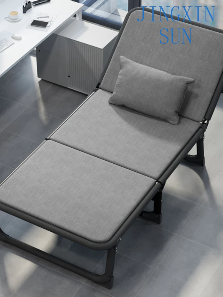 Portable Folding Bed Single Recliner With Long Chair Base Frame Folding-bed Fold Out Perfect for Lunch Break Simple Furniture