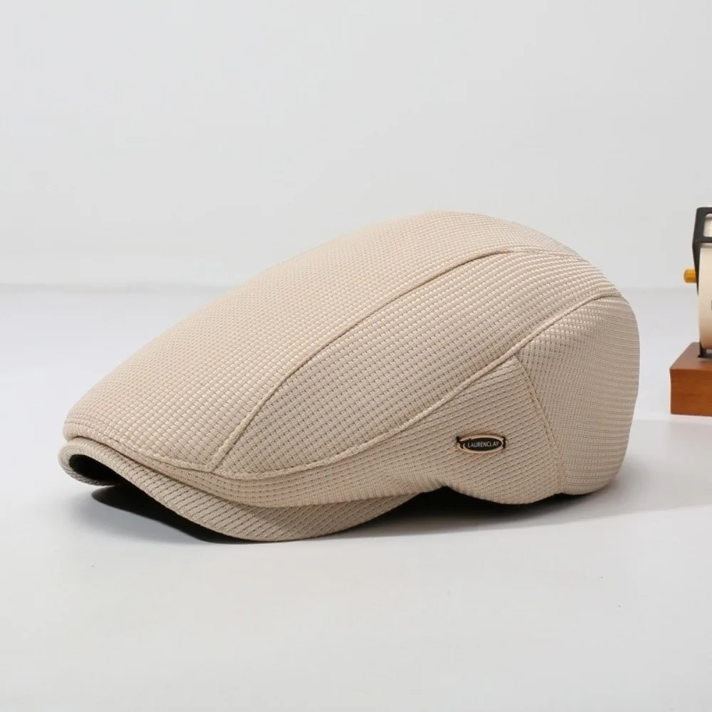 Simple Unisex Design Flat Cap Winter Warm Korean Fashion Beret Hat British Style Knit Texture Knit Cap For Women
