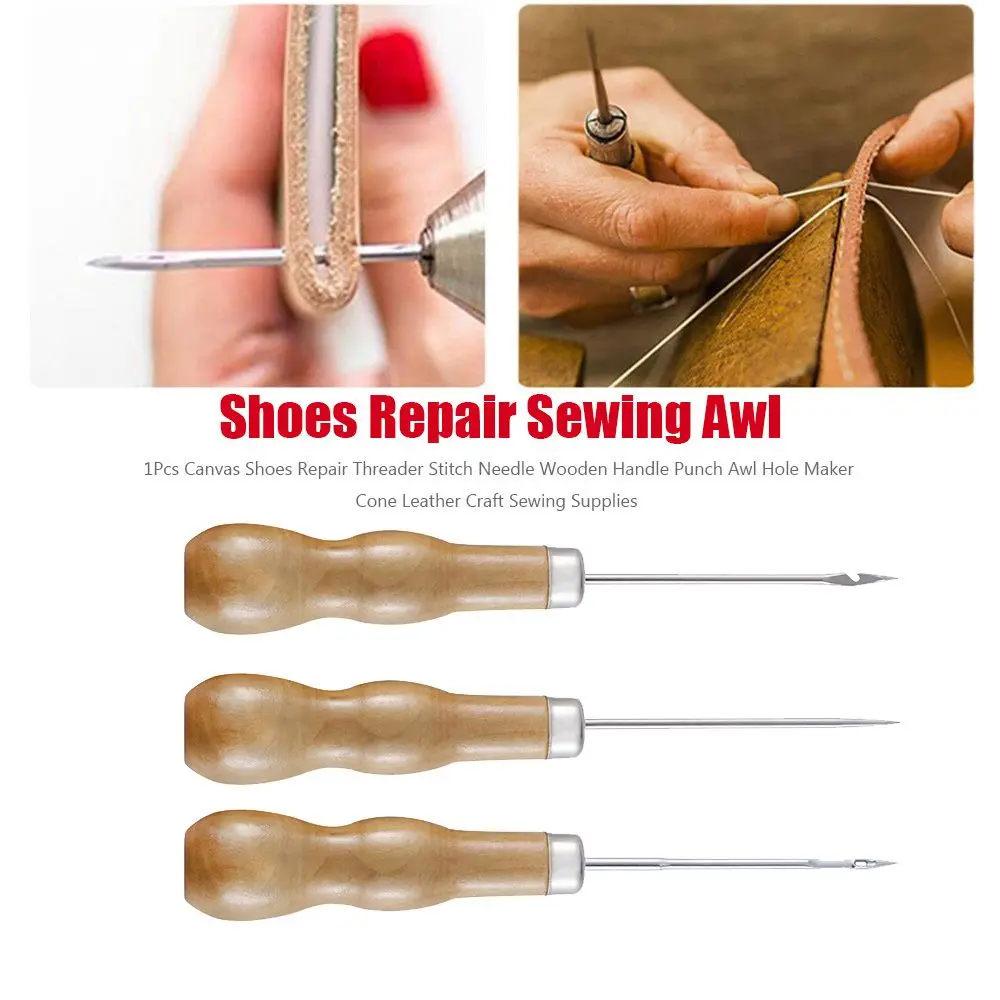 

1Pcs DIY Punch Shoes Drill Canvas Shoe Repair Needles Hand Stitcher Sewing Awl Hole Maker