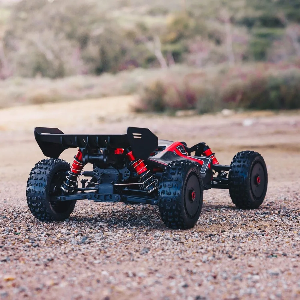 Mobil 1/8 Typhon 6S V5 4WD BLX Buggy dengan spartrum Firma RTR (siap dijalankan), hitam dan merah, ARA8606V5