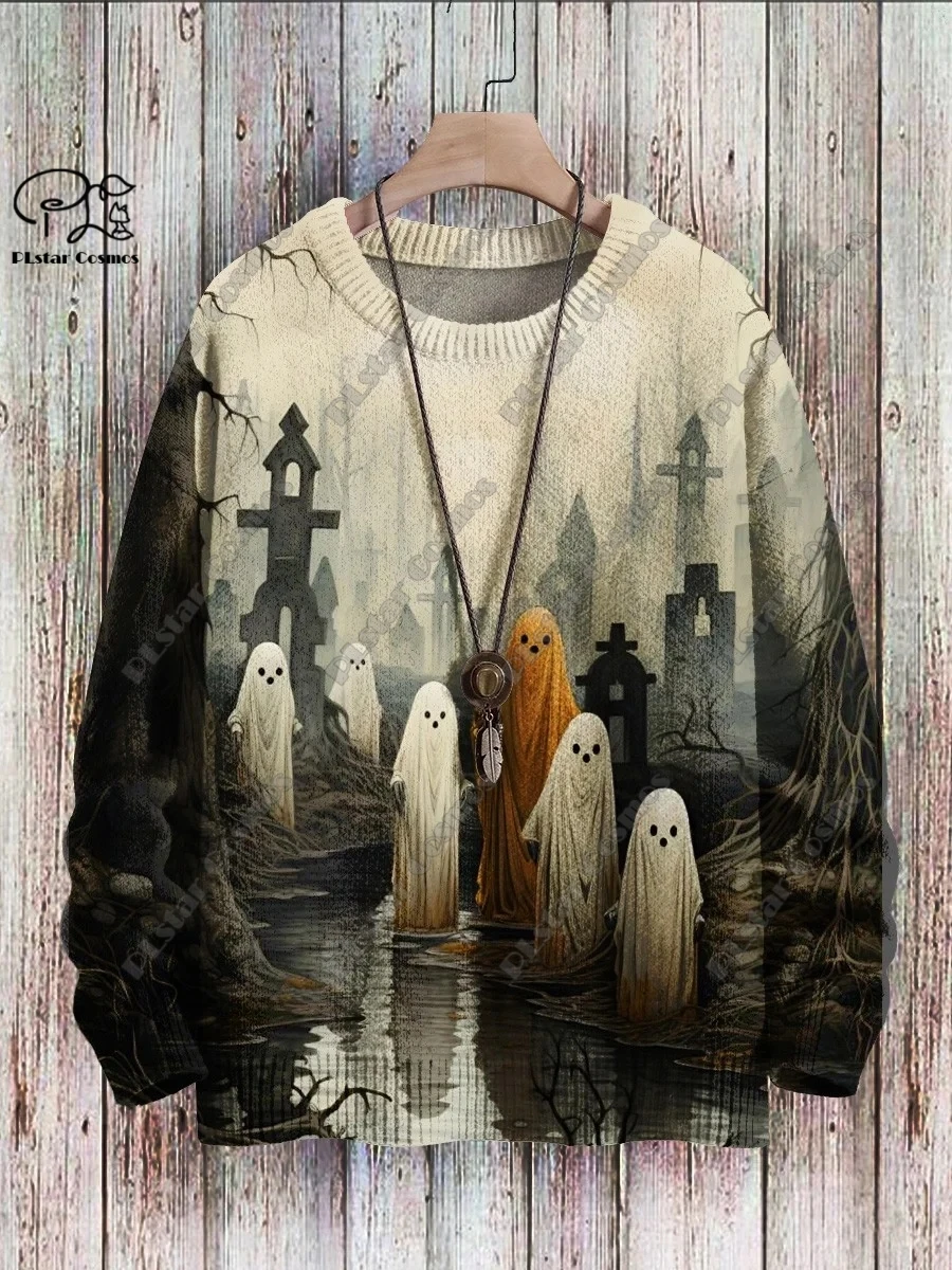 3d gedruckte Halloween-Serie gruseliges Geister muster hässlicher Pullover Straße lässig Winter pullover warme neue Produkt W-1