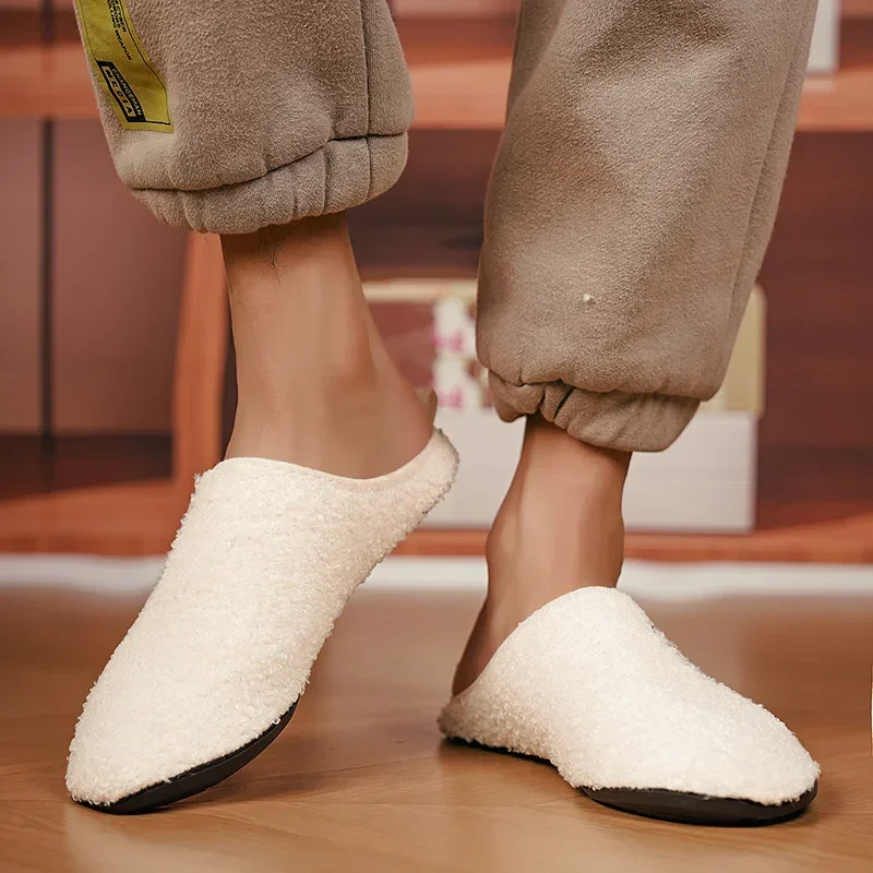 

ELUVA Winter Warm Slippers for Men Comfortable Plush Indoor Shoes Non-Slip Anti Skid Soft Sole House Slides for Home Cozy Wear