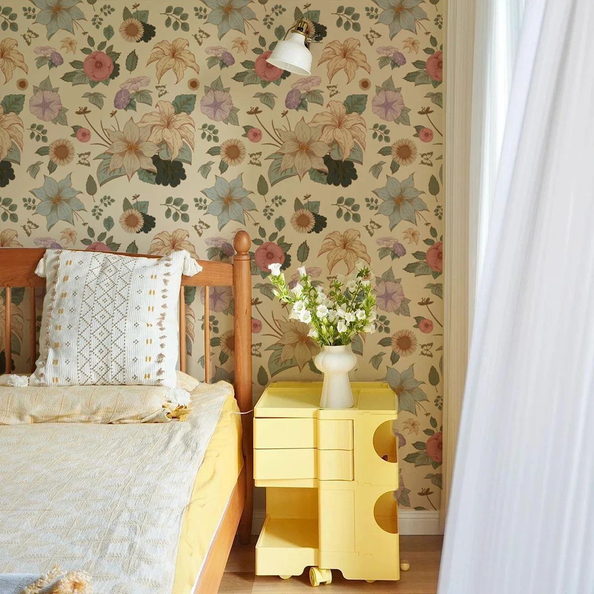 Peel and Stick Wallpaper Floral Butterfly Pastrol Wall Paper for Bedroom Removable Self Adhesive Bathroom Wallpaper