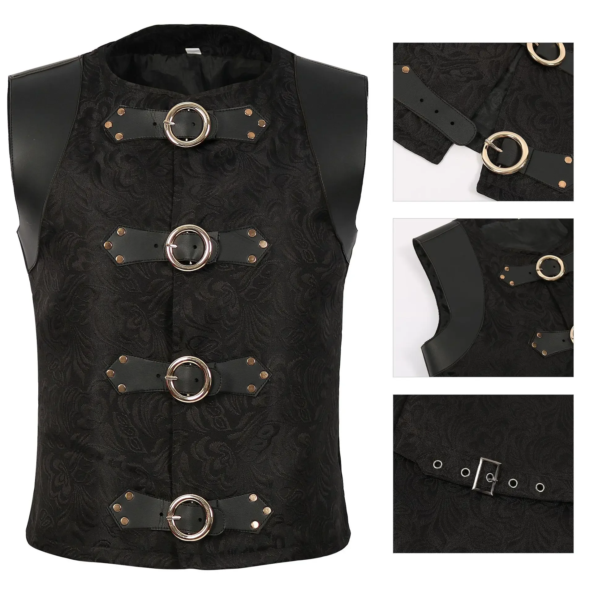 

2025 Mens Medieval Jacket Gothic Victorian Suit Vest New Steampunk Waistcoat Men's Casual Stage Show Costume Evening Dress