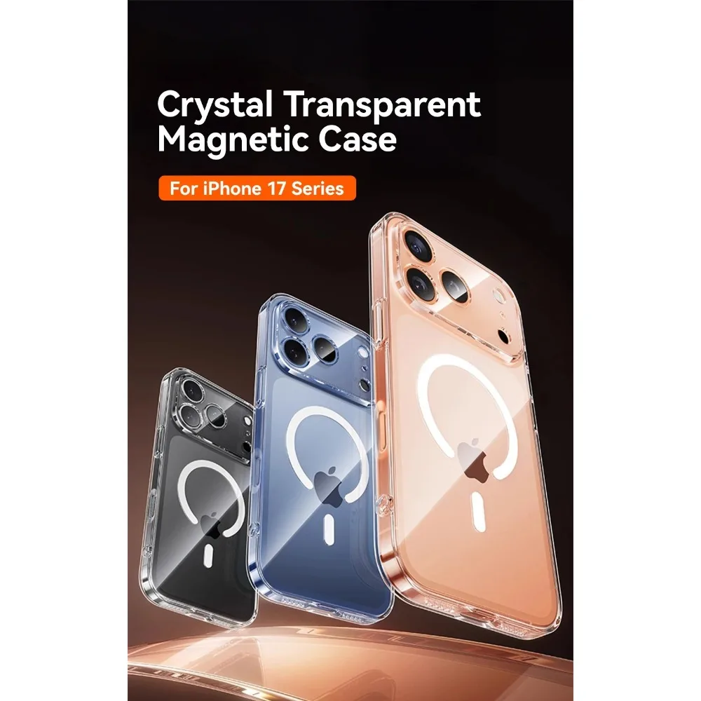 حافظة مغناطيسية جديدة لهاتف آيفون 17 برو ماكس حافظة مضادة للصفر غطاء شفاف لهاتف آيفون 17 برو ماكس غطاء رقيق للشحن اللاسلكي