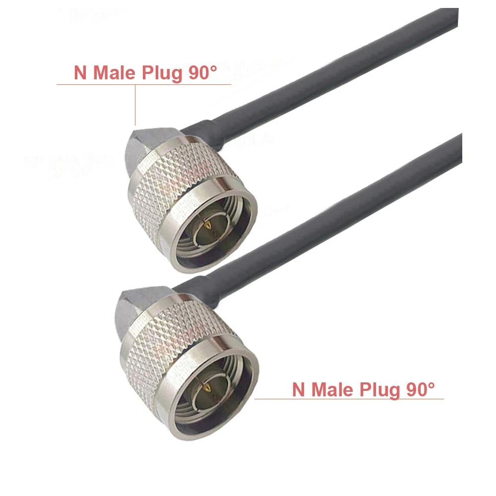 BEVOTOP N Male to N Male Right Angle 90° Plug Connector RG58 Cable Extension Adapter 50 Ohm RG-58 RF Coaxial Jumper Pigtail