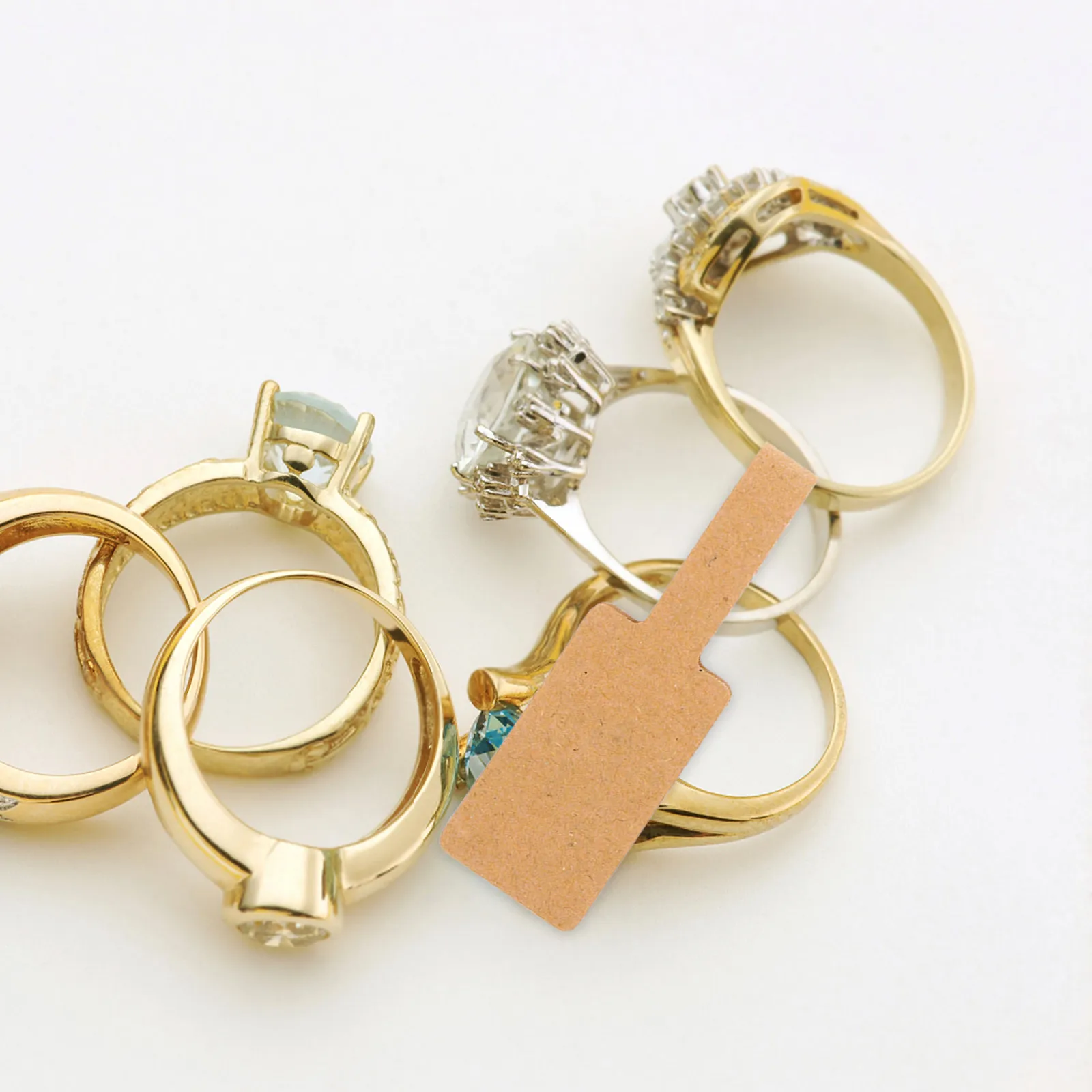 100Sheets Kraft Paper Adhesive Labels Blank Jewelry Price Tags for Ring Necklace Clothing Display Jewelry Identification Pricing