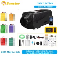 2KW Car Heater 12V/24V Diesel Air Heater With  Remote Monitor Low Noise Fast Heating Diesel Parking Heater For Car Trailer Truck