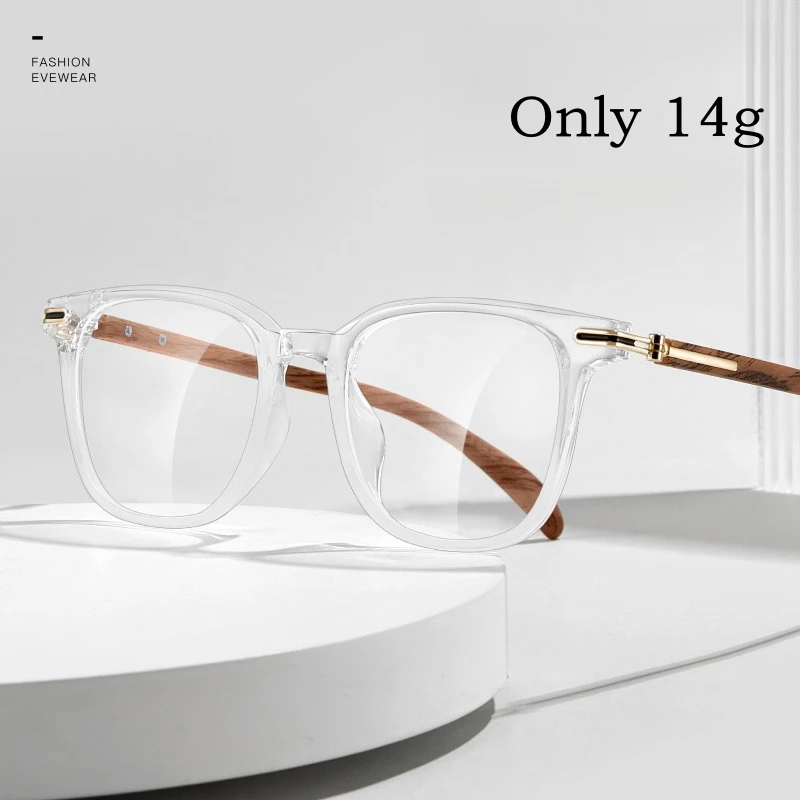 YIMARUILI Ultra-light Fashion TR90 Wood Grain Eyewear Women Small Faces Square Optical Prescription Men's Eyeglasses Frame 21009