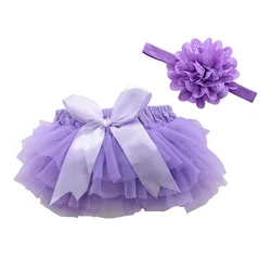 Baby Girls Tulle Tutu Bloomers Infant Newborn Diapers Cover set Short Skirts+Headband Set Girls Skirts Rainbow Baby Skirt