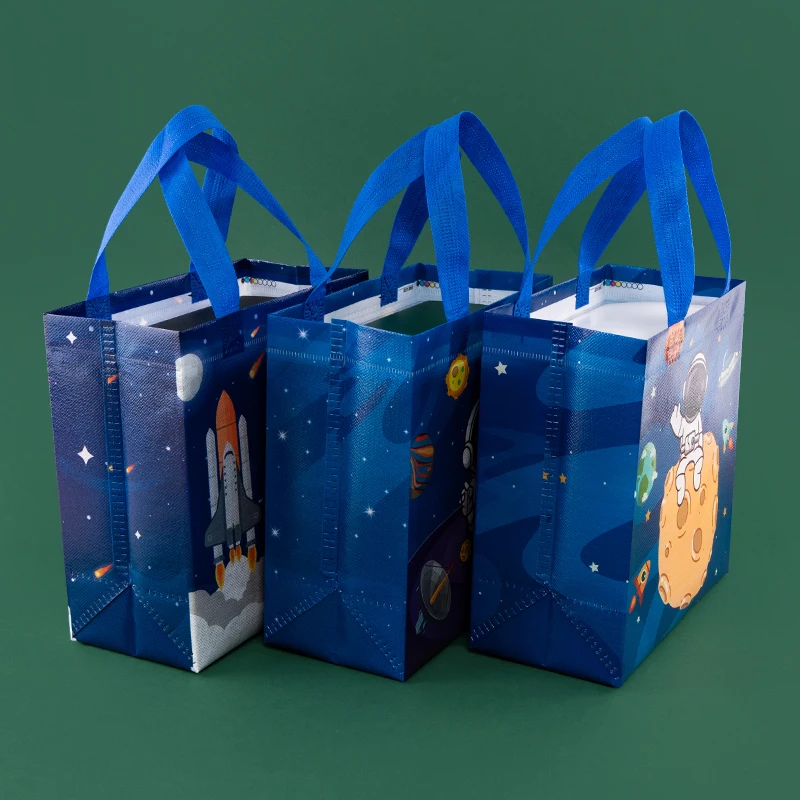 StoBag Party Candy Gift Bags Cartoon Non Woven Cloth Bags Packaging Decoration Clothes School Supplies Kids Party Wholesale12pcs