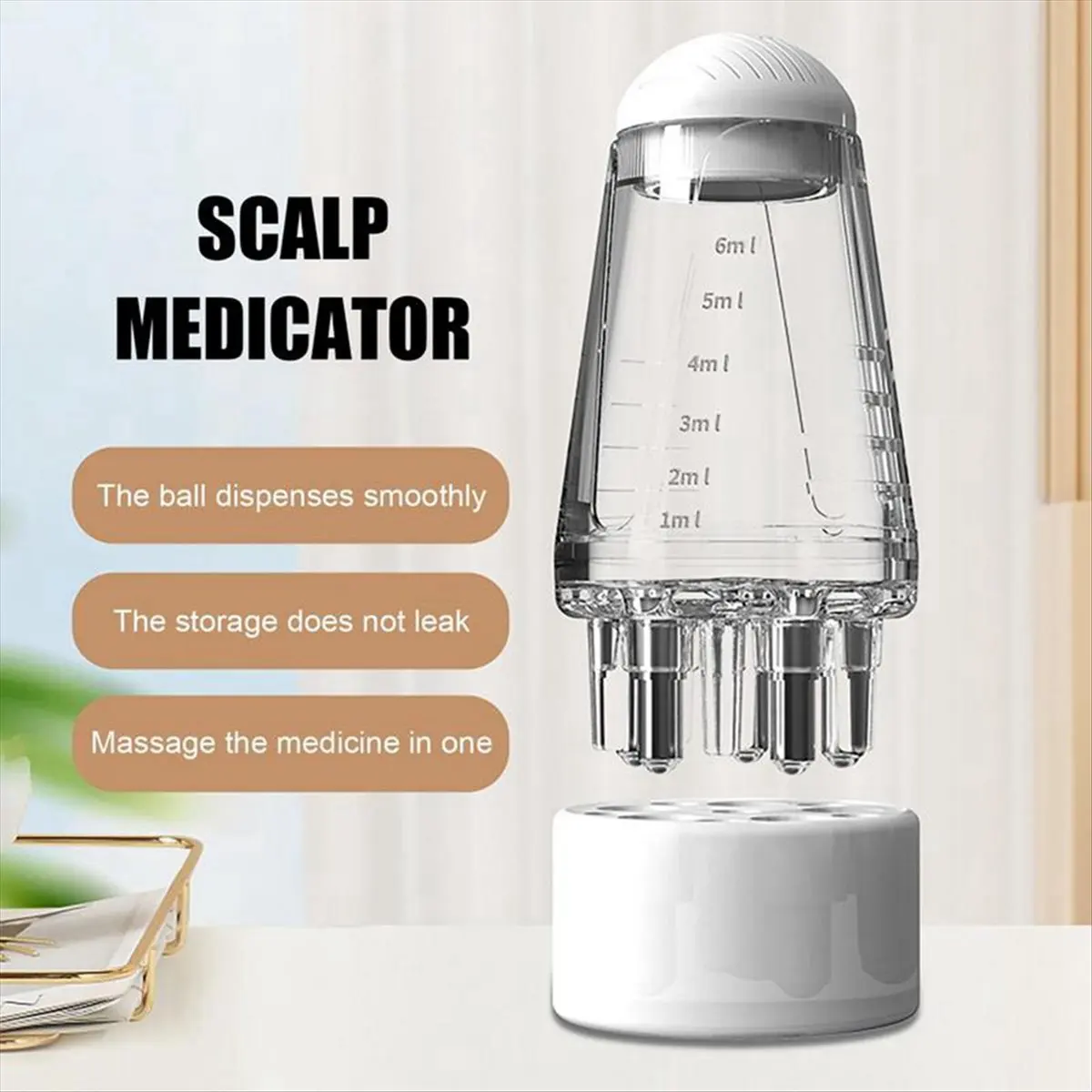A56K 2Pcs Scalp Applicator Liquid Comb Portable Scalp Massage Comb with Roller Ball Essential Oil Hair Care Device,Gray