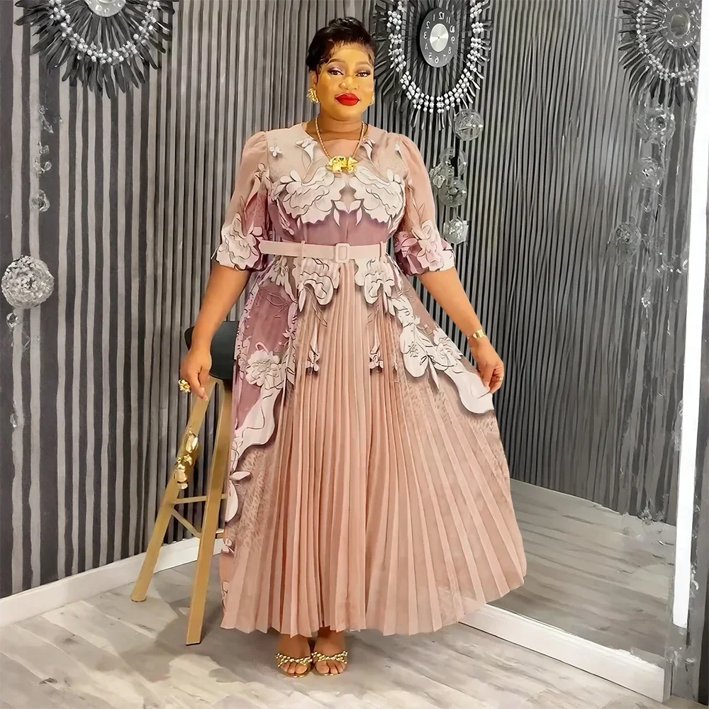 

Elegant African Dresses For Women 2025 New Autumn Fashion Print Robe Plus Size Muslim Wedding Evening Party Long Dress