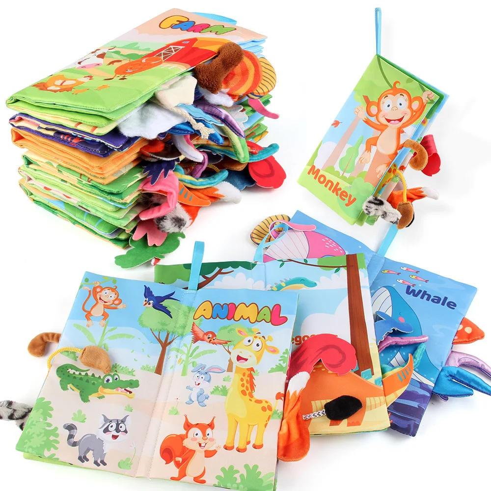 Baby Doek Boeken Kinderen Verlichting Vroeg Educatief Speelgoed Dier Cognitief Boek Met Klappapier Voor Peuters 0-36 Maanden