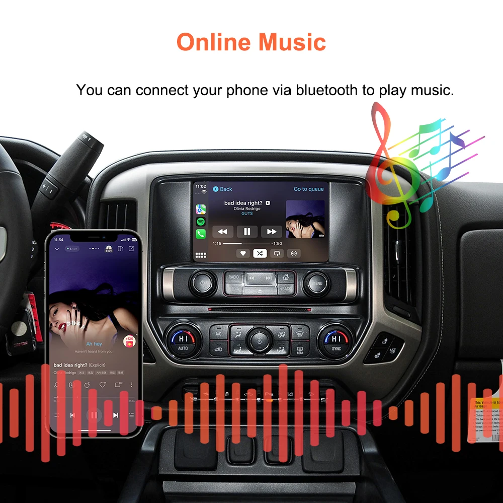 Bonroad Wireless Carplay Android Auto Smart Decoder Box für GMC Sierra 2014-2018 Schnittstelle Airplay Mirror Link Modul Bluetooth – Detail 10