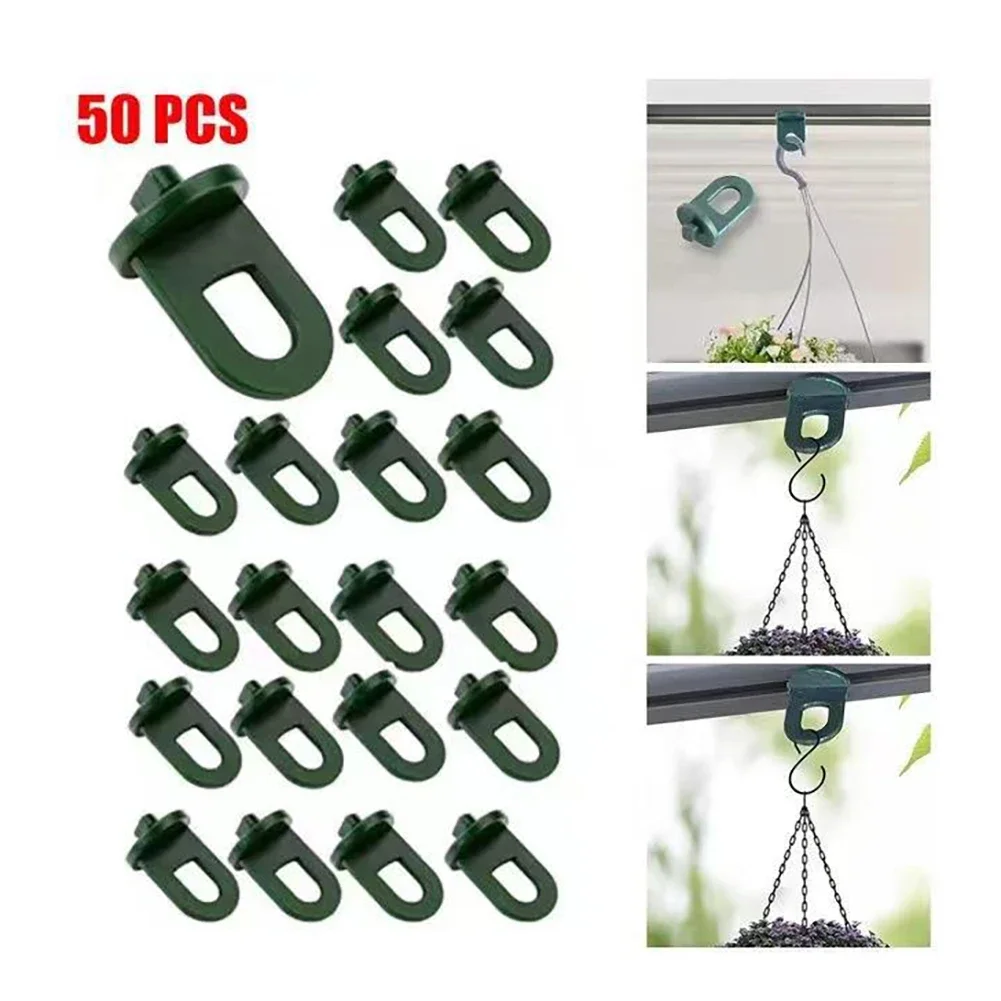 

50Pcs Green/Black Plastic Greenhouse Hanging Hooks Plant Flower Hanger Clips Garden Accessories Fastener Tied Buckle