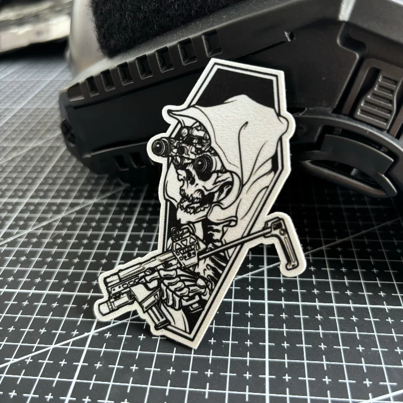 Parche táctico velcro calavera Stormtrooper – Insignia moral mochila militar - imagen 4