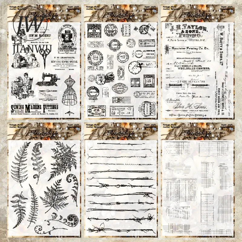 JIANWU Vintage Plant Landscaping Material Collage Transparent Silicone Stamp Creative DIY Journal Student Supplies Stationery