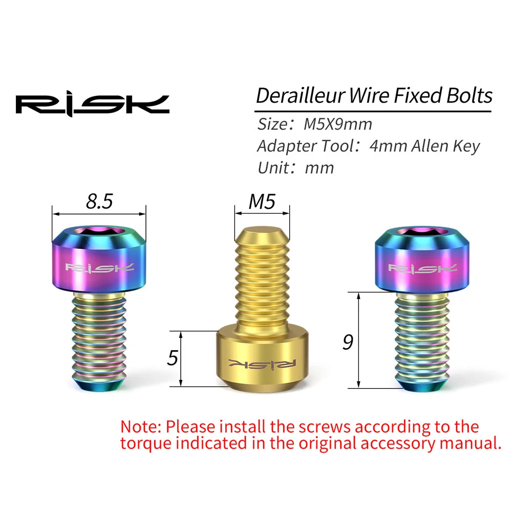 2 قطعة خطر الدراجة M5x9mm الجبهة والخلفية Derailleur كابل الترباس سبائك التيتانيوم دراجة شيفتر خط سلك المسمار الثابت